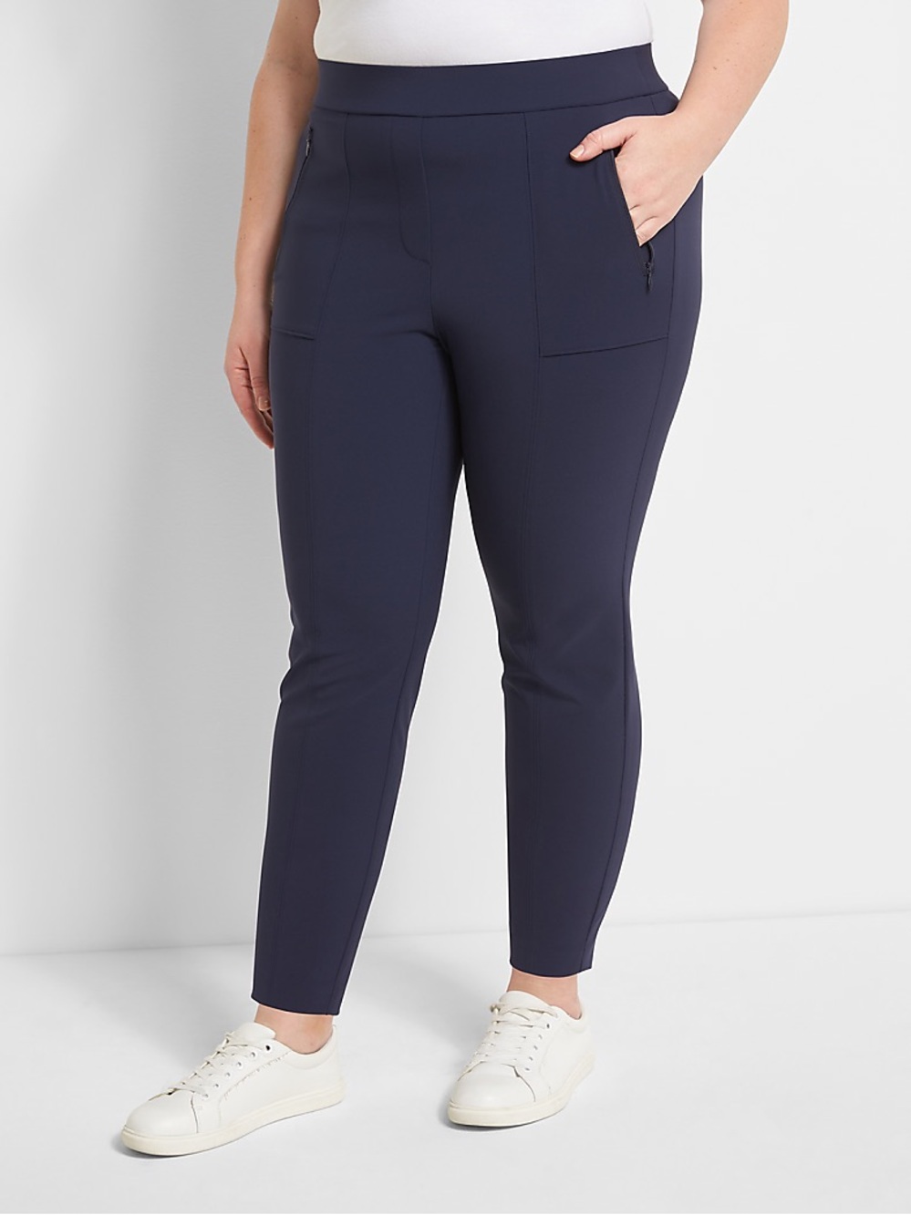 NWT Lane Bryant On The Go Ankle Pants Mid Rise Navy Blue 22
